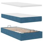 vidaXL Cadre de lit ottoman avec matelas bleu foncé 100x200 cm velours