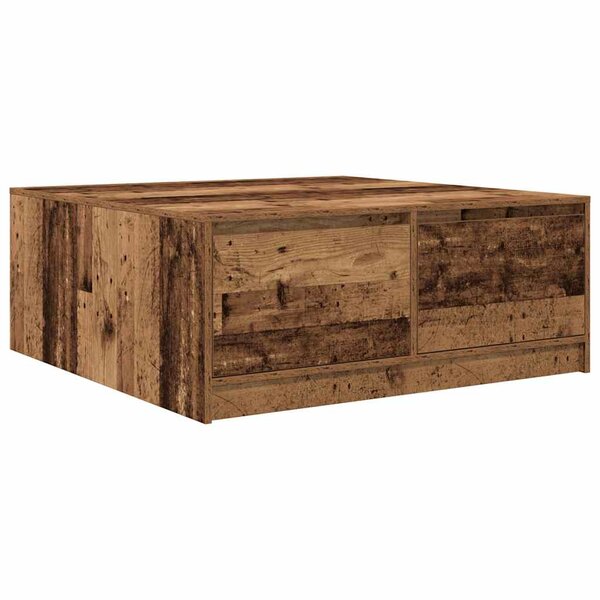 vidaXL Table basse avec tiroirs vieux bois 100x100x40 cm