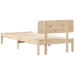 vidaXL Cadre de lit avec tête de lit Naturel 90 x 190 cm Pin massif