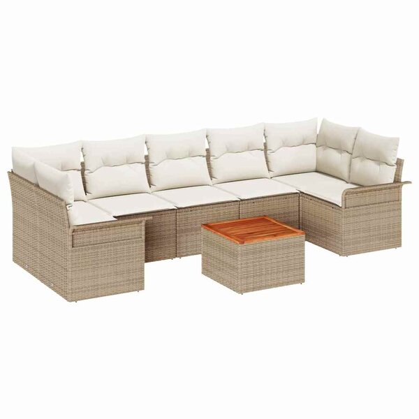 vidaXL Ensemble de canapé de jardin 8 Pièces Beige et crème polyrotin