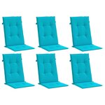 vidaXL Coussins de chaise à dossier haut lot de 6 turquoise tissu