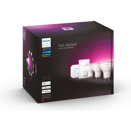 Philips blanc & color ambiance kit de démarrage ampoule led connectée gu10 - pack de 3
