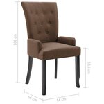 vidaXL Chaise de salle à manger avec accoudoirs Marron Tissu