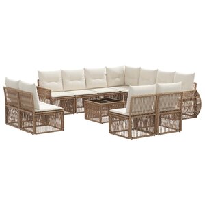 vidaXL Ensemble de canapé de jardin 12 Pièces Beige et blanc crème