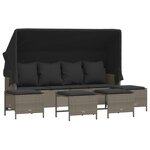 vidaXL Salon de jardin 5 Pièces avec coussins gris clair résine tressée