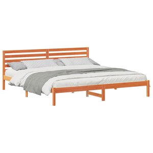vidaXL Cadre de lit avec tête de lit Brun cire 200 x 220 cm Pin massif