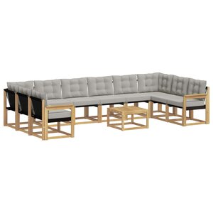 vidaXL Ensemble de canapés d'extérieur 11 pc Blanc et gris clair