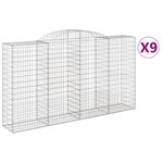 vidaXL Paniers à gabions arqués 9 Pièces 300x50x160/180 cm fer galvanisé