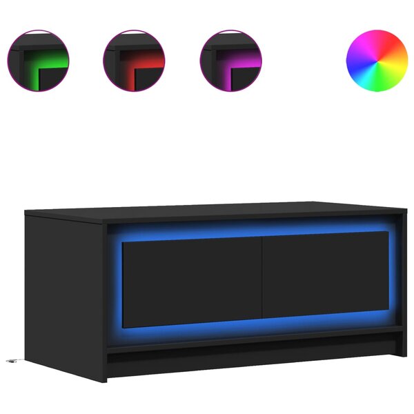 vidaXL Table basse avec lumières LED noir bois d'ingénierie