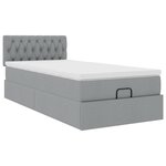 vidaXL Lit ottoman avec matelas gris clair 90x200 cm tissu