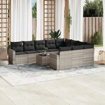 vidaXL Salon de jardin 11 Pièces avec coussins gris clair résine tressée
