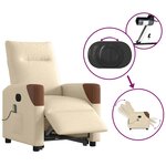 vidaXL Fauteuil inclinable de massage électrique Crème Tissu