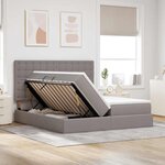 vidaXL Lit de Rangement Taupe 200 x 200 cm Cuir synthétique