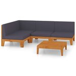 vidaXL Salon de jardin 5 Pièces avec coussins Bois d'acacia solide