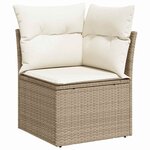 vidaXL Ensemble de canapé de jardin avec coussin Beige Poly rotin