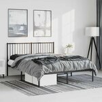 vidaXL Cadre de lit métal sans matelas avec tête de lit noir 150x200cm