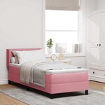 vidaXL Lit à ressorts avec matelas noir 100x200 cm en velours Rose