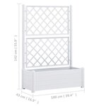 vidaXL Jardinière avec treillis 100x43x142 cm PP Blanc