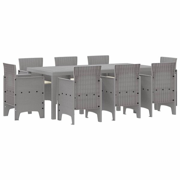 vidaXL Ensemble de salle à manger pour jardin 9 Pièces Gris clair