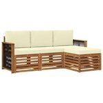 vidaXL Ensemble de canapés d'extérieur 4 pc Naturel et Crème