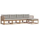 vidaXL Ensemble de canapés d'extérieur 5 pc Gris Naturel et Clair