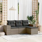 vidaXL Salon de jardin 4 Pièces avec coussins gris résine tressée