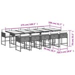 vidaXL Ensemble à manger de jardin 11Pièces avec coussins gris poly rotin