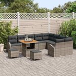 vidaXL Ensemble de canapé de jardin 12 Pièces Gris Poly rotin
