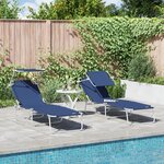 vidaXL Ensemble de Transats Pliants 2 Pièces avec Auvent en Tissu Oxford Bleu 600D