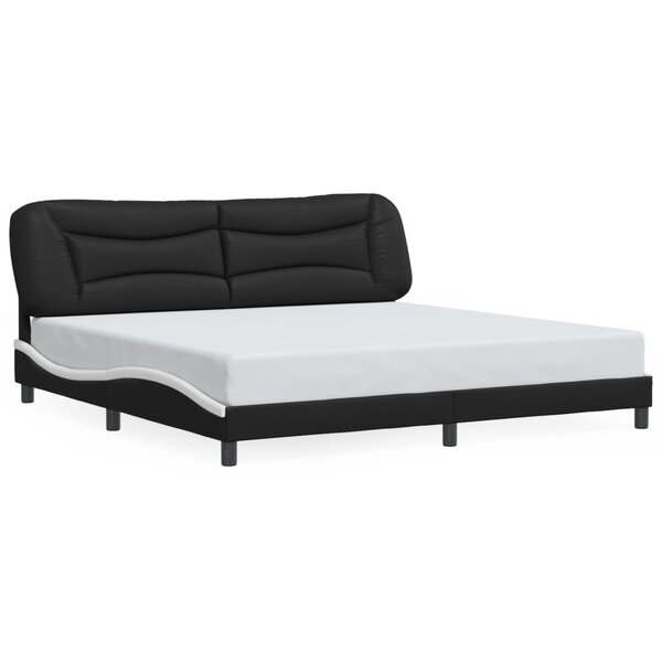 vidaXL Cadre de lit sans matelas Hvar noir et blanc 200x200 cm similicuir