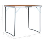 vidaXL Table pliable de camping avec cadre en métal 80x60 cm
