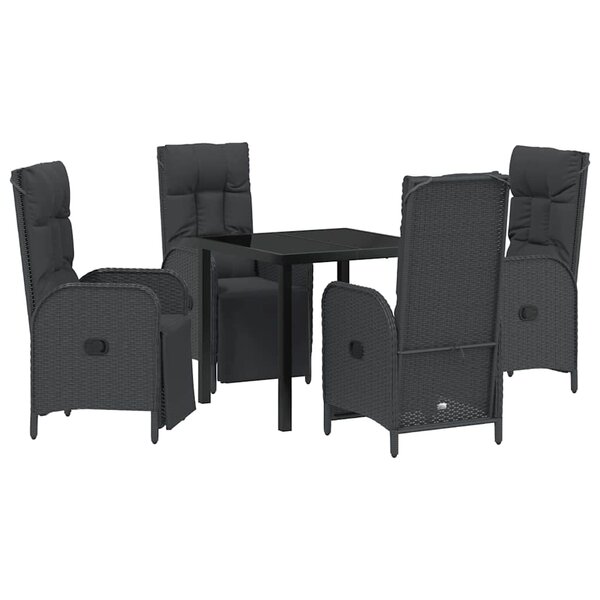 vidaXL Ensemble de salle à manger pour jardin 5 Pièces Noir Poly rotin