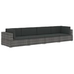 vidaXL Ensemble de canapés de jardin 4 pièces avec coussins en résine tressée grise
