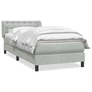 vidaXL Sommier à lattes de lit et matelas gris clair 90x210 cm velours