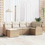 vidaXL Ensemble de canapé de jardin 6 Pièces Beige Poly rotin