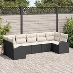 vidaXL Ensemble de canapé de jardin 7 Pièces Noir  blanc Poly rotin