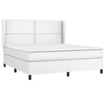 vidaXL Sommier à lattes de lit avec matelas Blanc 180x200cm Similicuir