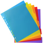 Intercalaire a4+ polypropylène coloré opaque exacompta 6 onglets neutres réinscriptibles multicolores - 1 jeu