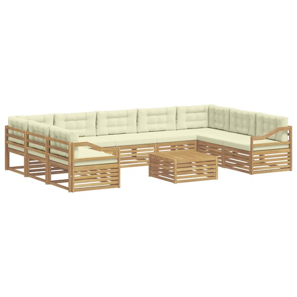 vidaXL Ensemble de canapés d'extérieur 10 pc Blanc et crème Polyester