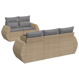 vidaXL Salon de jardin avec coussins 6 Pièces beige résine tressée