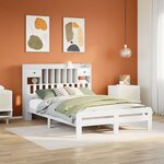 vidaXL Lit bibliothèque sans matelas blanc 140x190 cm bois pin massif