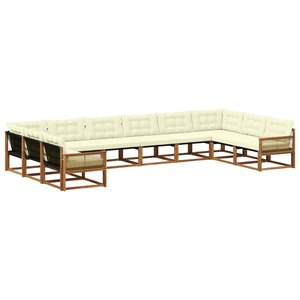 vidaXL Ensemble de canapés d'extérieur 10 pc Naturel et Crème