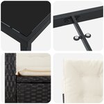 vidaXL Ensemble de repas de jardin de 9 pièces avec coussins en Rattan Poly Noir