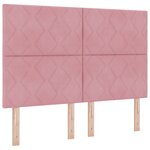 vidaXL Tête de lit en velours rose avec design de blocs de diamant - 140 cm