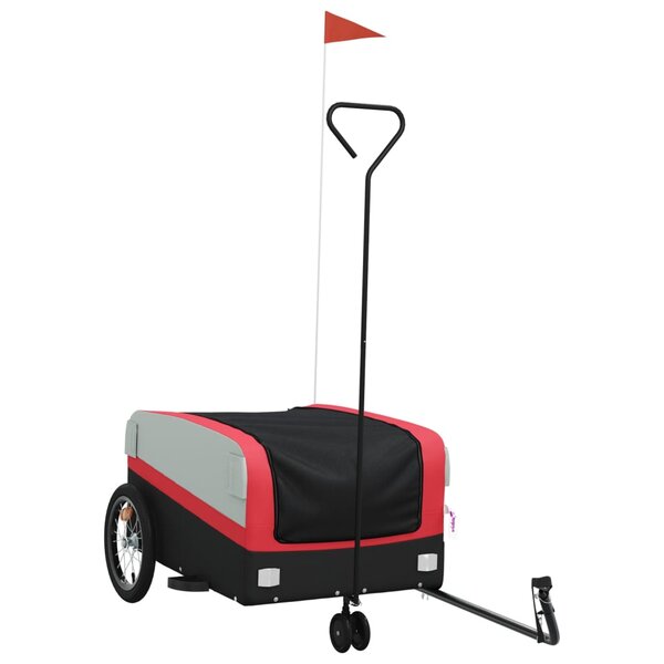 vidaXL Remorque de vélo noir et rouge 45 kg fer