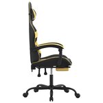 vidaXL Chaise de jeu pivotante et repose-pied Noir et doré Similicuir