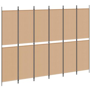 vidaXL Paravent à 6 panneaux Beige 300 x 220 cm Tissu