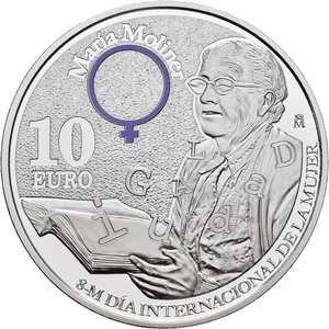 Pièce de monnaie en Argent 10 Euro g 27 Millésime 2025 International Women's Day MARIA MOLINER