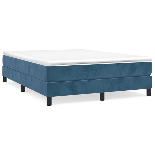 vidaXL Sommier à lattes de lit et matelas Bleu foncé 140x200cm Velours