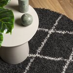 vidaXL Tapis shaggy à poils longs moderne noir et crème Ø 80 cm